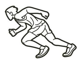 Outline Running Action Graphic Vector