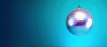 AI generated Generative AI, Disco shiny  ball, party reflecting colorful lights for music broadcast, night clubs, musical banners photo