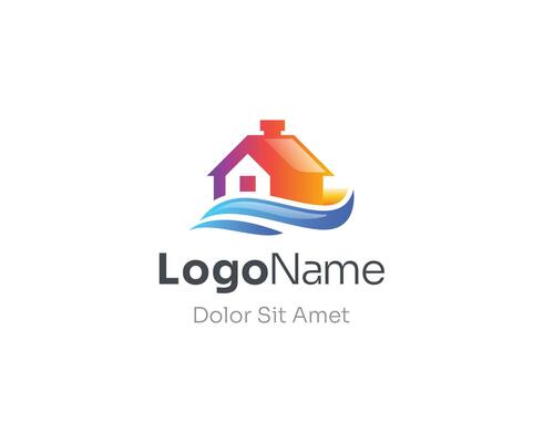 Colorful house waves logo gradient