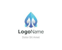 Creative water drop with negative leaf logo vector