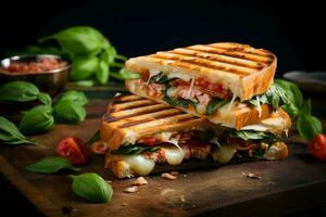 Satisfying Italian panini sandwich. Generate Ai photo