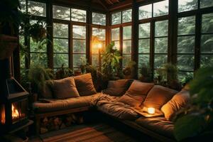 Cozy place for meditation. Generate Ai photo