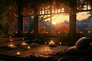 Serene Cozy place for meditation. Generate Ai photo