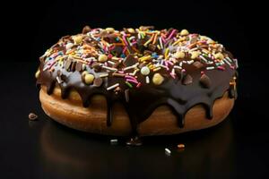 Delicious Large chocolate donut. Generate Ai photo