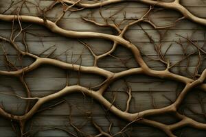 Gnarled Intertwined wood branch. Generate Ai photo