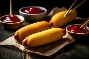 Homemade corn dogs. Generate Ai photo