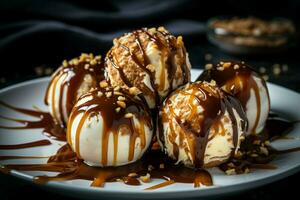 Scrumptious Ice cream balls. Generate Ai photo