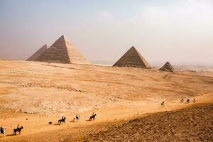 Famous Egyptian Pyramids of Giza. Landscape in Egypt. Pyramid in desert. Africa. Wonder of the World photo