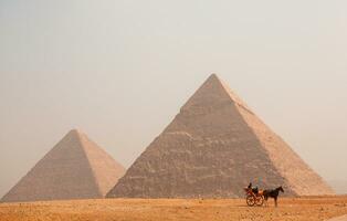 Famous Egyptian Pyramids of Giza. Landscape in Egypt. Pyramid in desert. Africa. Wonder of the World photo