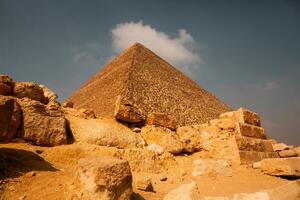 Famous Egyptian Pyramids of Giza. Landscape in Egypt. Pyramid in desert. Africa. Wonder of the World photo