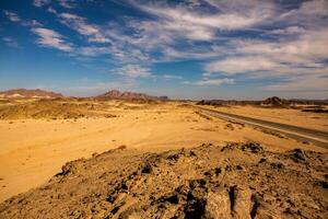 Landscape of sahara desert in Egypt. Conceptual for freedom, enjoying the journey. photo