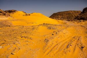 Landscape of sahara desert in Egypt. Conceptual for freedom, enjoying the journey. photo