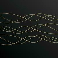 Dark Black Background With Random Luxury Golden Line Wave vector