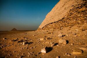 Famous Egyptian Pyramids of Giza. Landscape in Egypt. Pyramid in desert. Africa. Wonder of the World photo