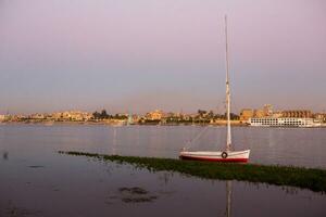 Nile the longest river in Africa. Primary water source of Egypt. Landscape with clear water river. photo