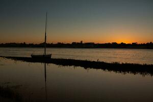 Nile the longest river in Africa. Primary water source of Egypt. Landscape with clear water river. photo