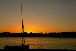 Nile the longest river in Africa. Primary water source of Egypt. Landscape with clear water river. photo