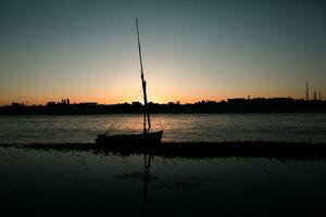 Nile the longest river in Africa. Primary water source of Egypt. Landscape with clear water river. photo