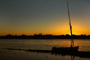 Nile the longest river in Africa. Primary water source of Egypt. Landscape with clear water river. photo