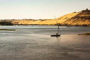 Nile the longest river in Africa. Primary water source of Egypt. Landscape with clear water river. photo