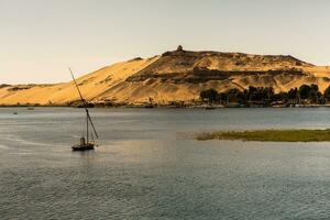 Nile the longest river in Africa. Primary water source of Egypt. Landscape with clear water river. photo