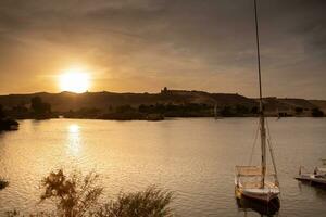 Nile the longest river in Africa. Primary water source of Egypt. Landscape with clear water river. photo