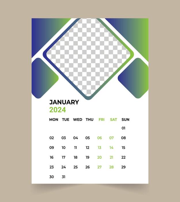 January 2024 Calendar Vector Art, Icons, and Graphics for Free Download