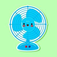 Sticker Air fan character. Vector hand drawn cartoon kawaii character illustration icon. Isolated on green background. Air ventilator character concept