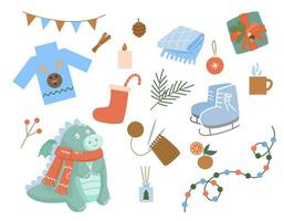 vector cozy winter set of elements and objects