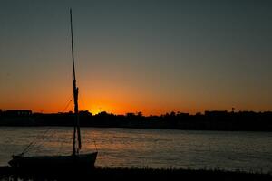 Nile the longest river in Africa. Primary water source of Egypt. Landscape with clear water river. photo