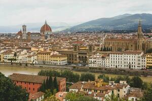 Photo with the panorama of the medieval city of Florence in the region of Tuscany, Italy