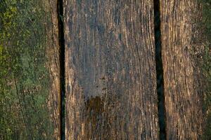 Old wood texture background, surface with old natural colored wood, top view. Grain table surface. photo