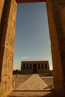 Dendera Temple complex in Egypt. Hieroglypic carvings on wall at the ancient egyptian temple. photo