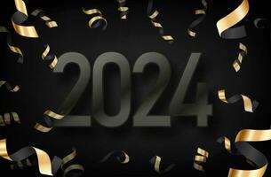 Happy new 2024 concept. Luxury background with gold falling confetti and digits vector