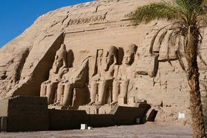 Abu Simbel temple in Egypt. Colossus of The Great Temple of Ramesses II. Africa. photo