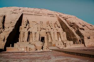 Abu Simbel temple in Egypt. Colossus of The Great Temple of Ramesses II. Africa. photo