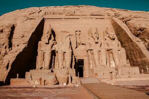 Abu Simbel temple in Egypt. Colossus of The Great Temple of Ramesses II. Africa. photo