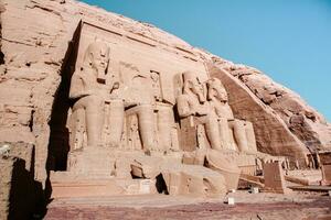 Abu Simbel temple in Egypt. Colossus of The Great Temple of Ramesses II. Africa. photo