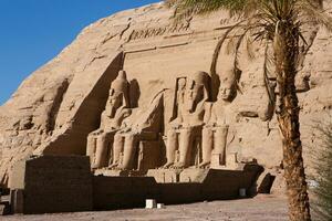 Abu Simbel temple in Egypt. Colossus of The Great Temple of Ramesses II. Africa. photo