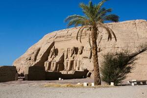 Abu Simbel temple in Egypt. Colossus of The Great Temple of Ramesses II. Africa. photo