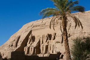 Abu Simbel temple in Egypt. Colossus of The Great Temple of Ramesses II. Africa. photo