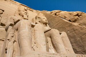 Abu Simbel temple in Egypt. Colossus of The Great Temple of Ramesses II. Africa. photo