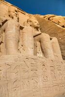 Abu Simbel temple in Egypt. Colossus of The Great Temple of Ramesses II. Africa. photo