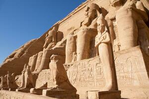 Abu Simbel temple in Egypt. Colossus of The Great Temple of Ramesses II. Africa. photo