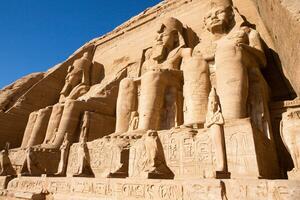 Abu Simbel temple in Egypt. Colossus of The Great Temple of Ramesses II. Africa. photo