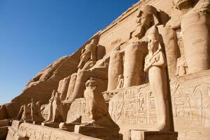 Abu Simbel temple in Egypt. Colossus of The Great Temple of Ramesses II. Africa. photo