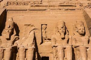 Abu Simbel temple in Egypt. Colossus of The Great Temple of Ramesses II. Africa. photo