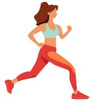 Woman wearing workout clothes jogging run in flat vector style