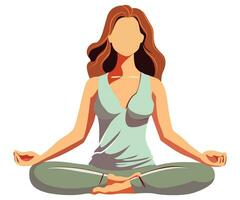 Woman doing yoga meditate  flat vector in mental health care concept