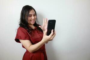 Person of a woman holding phone photo